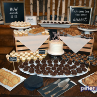 Dessert display at Emily and Nick's wedding at Tailwater Lodge, Altmar, NY. Photo by DJ Peter Naughton. October 2018