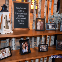 Memorial display at Emily and Nick's wedding at Tailwater Lodge, Altmar, NY. Photo by DJ Peter Naughton. October 2018