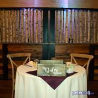 Sweetheart table at Emily and Nick's wedding at Tailwater Lodge, Altmar, NY. Photo by DJ Peter Naughton. October 2018