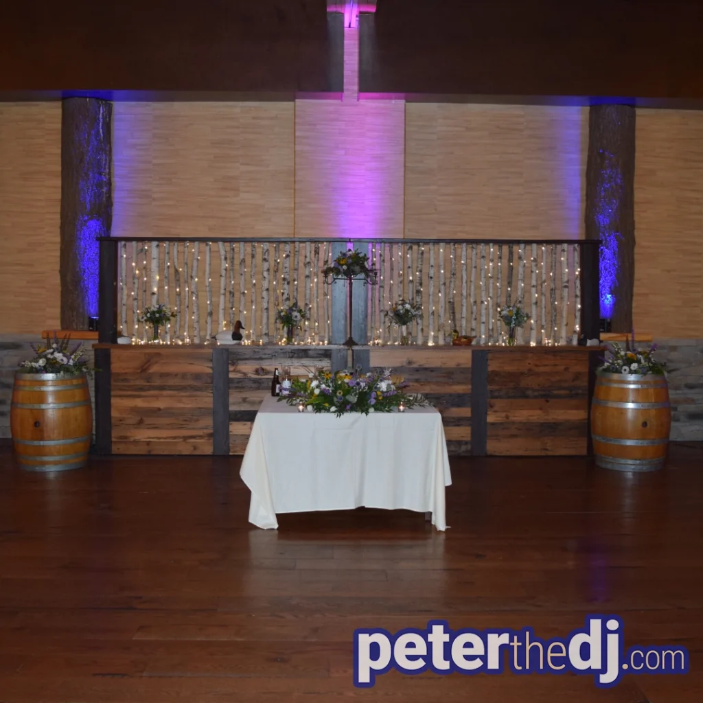 Sweetheart table at Susan and Michael's wedding at Tailwater Lodge, Altmar, NY - July 2024 -  Photos by DJ Peter Naughton - peterthedj.com